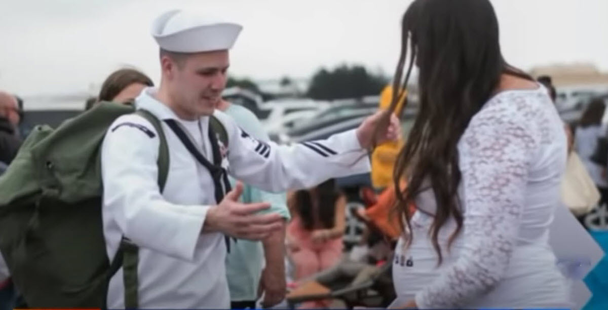 When Navy Seaman Comes Home, He Is Shocked by His Wife’s Huge Pregnant Bellly