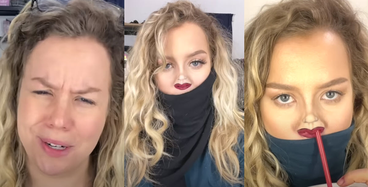 Popular YouTuber Creates the Perfect Tiny Face Quarantine Makeup Challenge