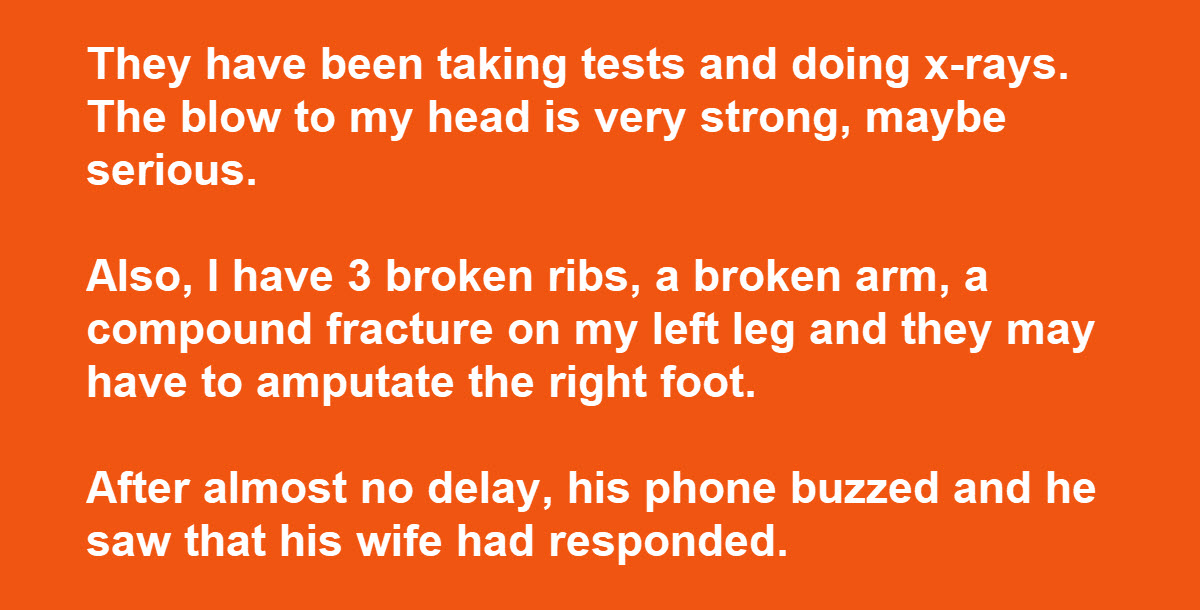 Man Gets Hit by a Car, Sends His Wife a Text, But She Focuses on One Detail