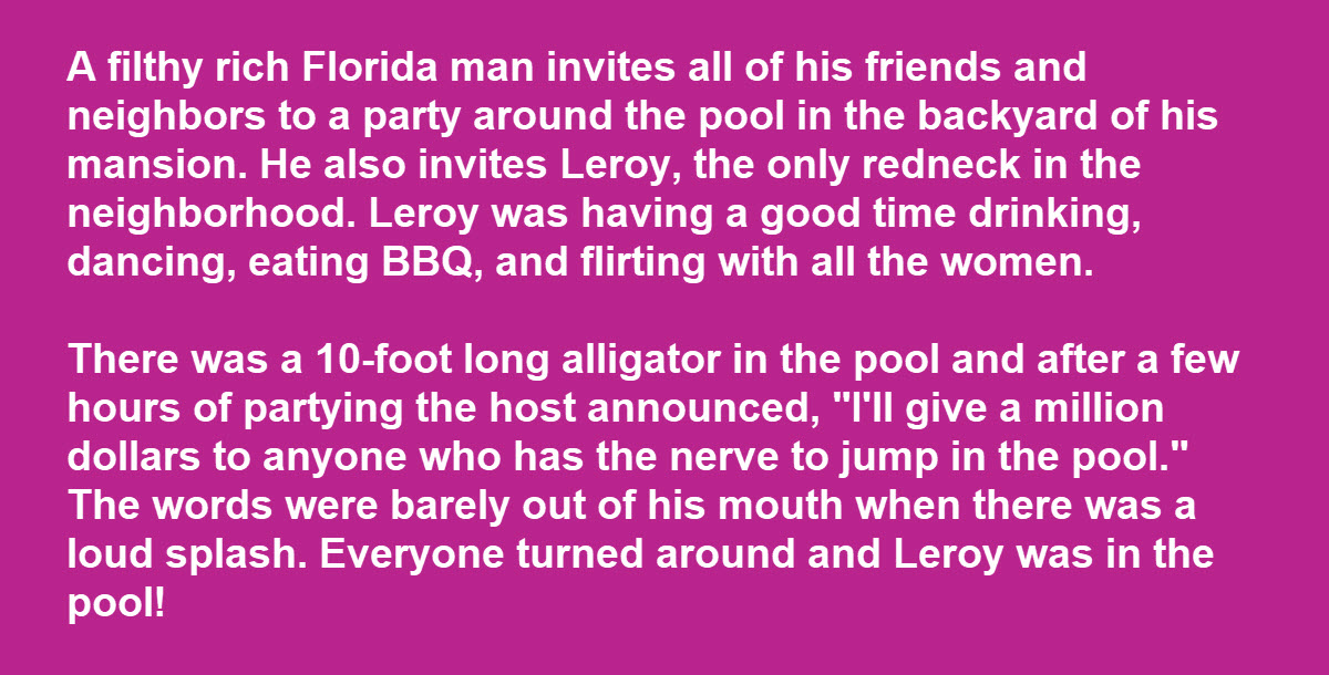 Redneck Man Shocks People at a Pool Party When He Wrestled a Gator