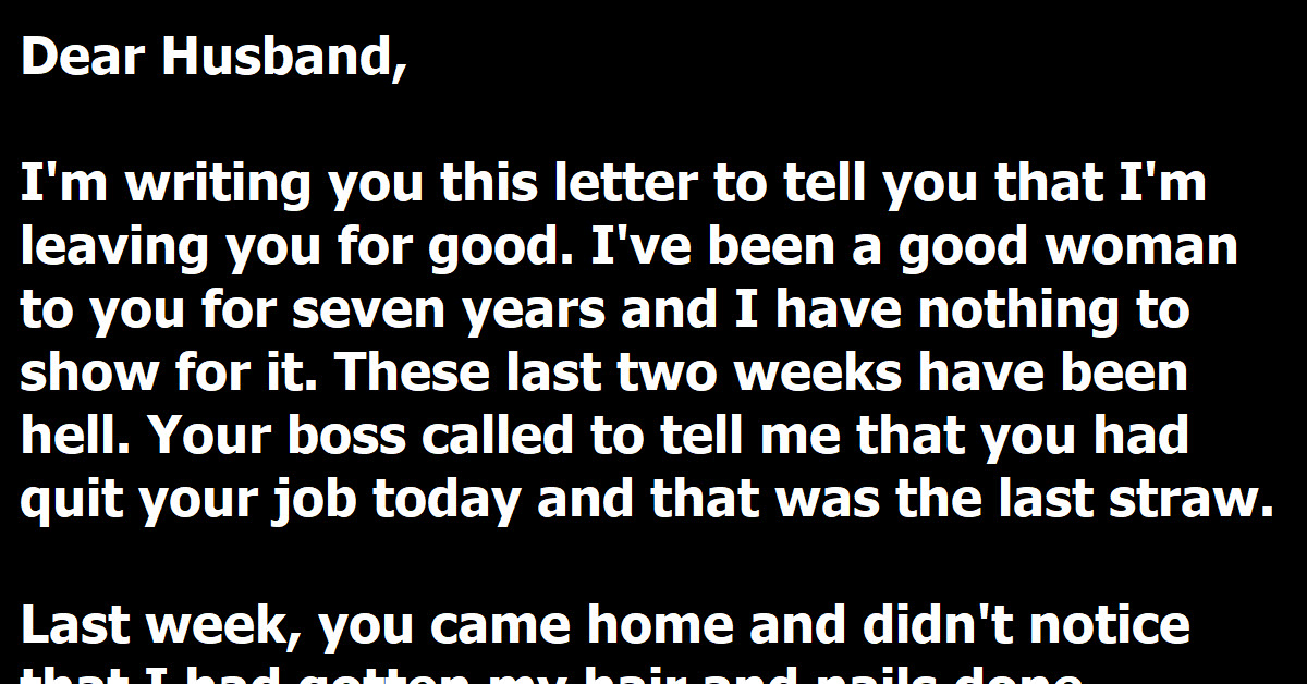 She Sends Her Husband A ‘Dear John’ Letter, Only To Get An Unexpected Reply