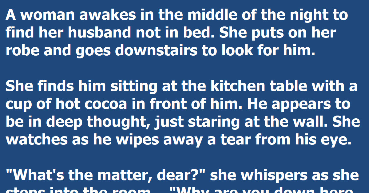 Wife Catches Husband Crying At The Dinner Table Late At Night