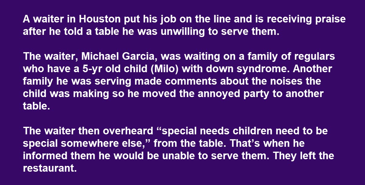 Family Starts Bullying a Little Boy with Down Syndrome, Then the Waiter Intervenes
