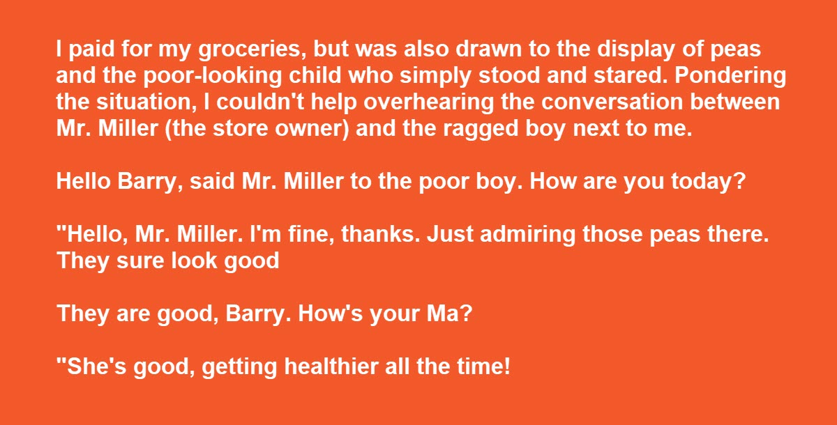 A Man Observes an Impoverished Little Boy Bargaining with the Grocer