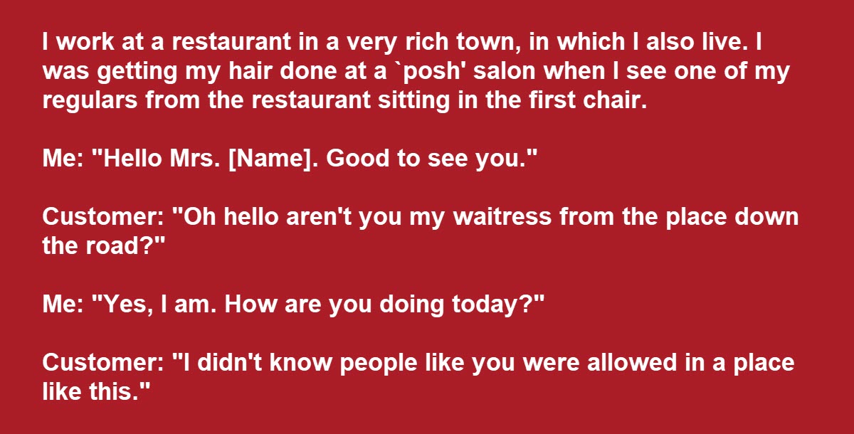 Rich Woman Is Very Unhappy to See a Waitress at Her Fancy Salon