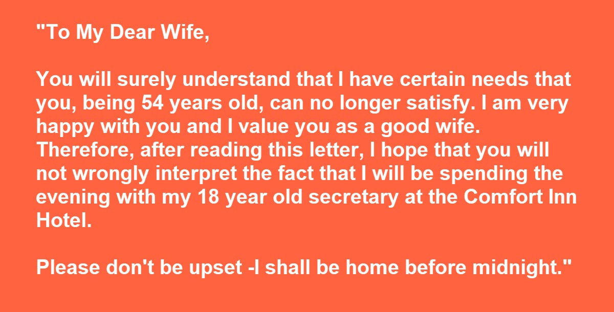 Husband Leaves Horrible Letter to His Wife, but She Gets the Last Laugh