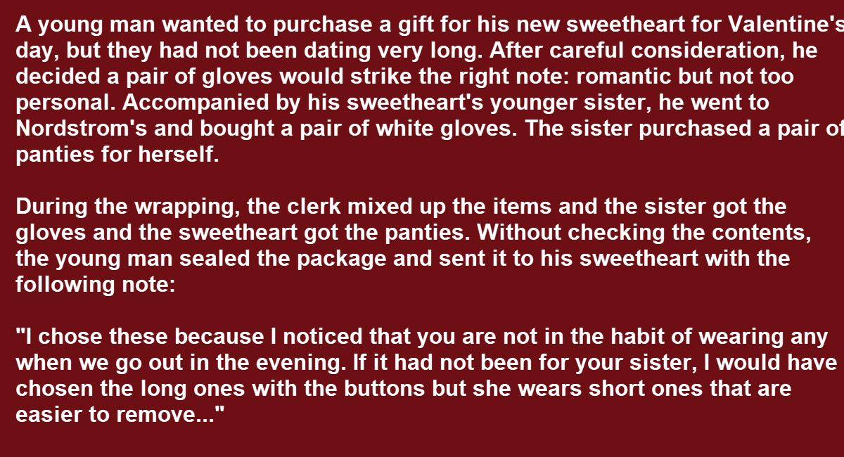 After Mix Up At Shop, Man Sends His Girlfriend Wrong Valentine Gift With an Unfortunate Note