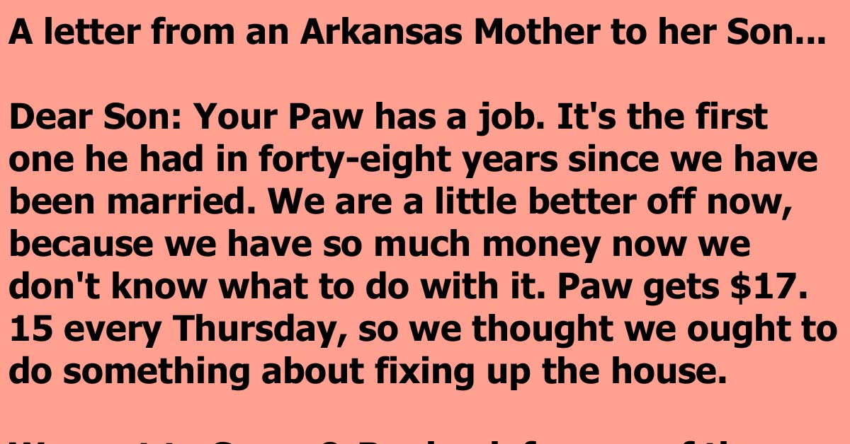 A Mother From Arkansas Writes The Most Hilarious Letter To Her Son About A New Toilet