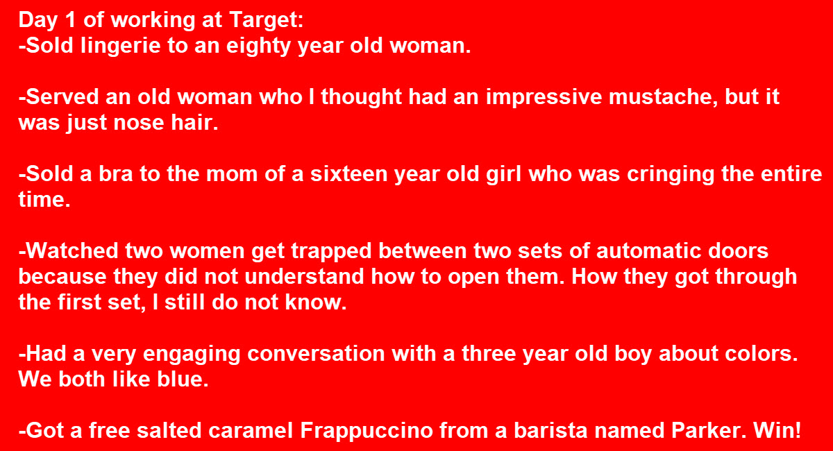 Guy Gives Hysterical Details About His First Week Working At Target