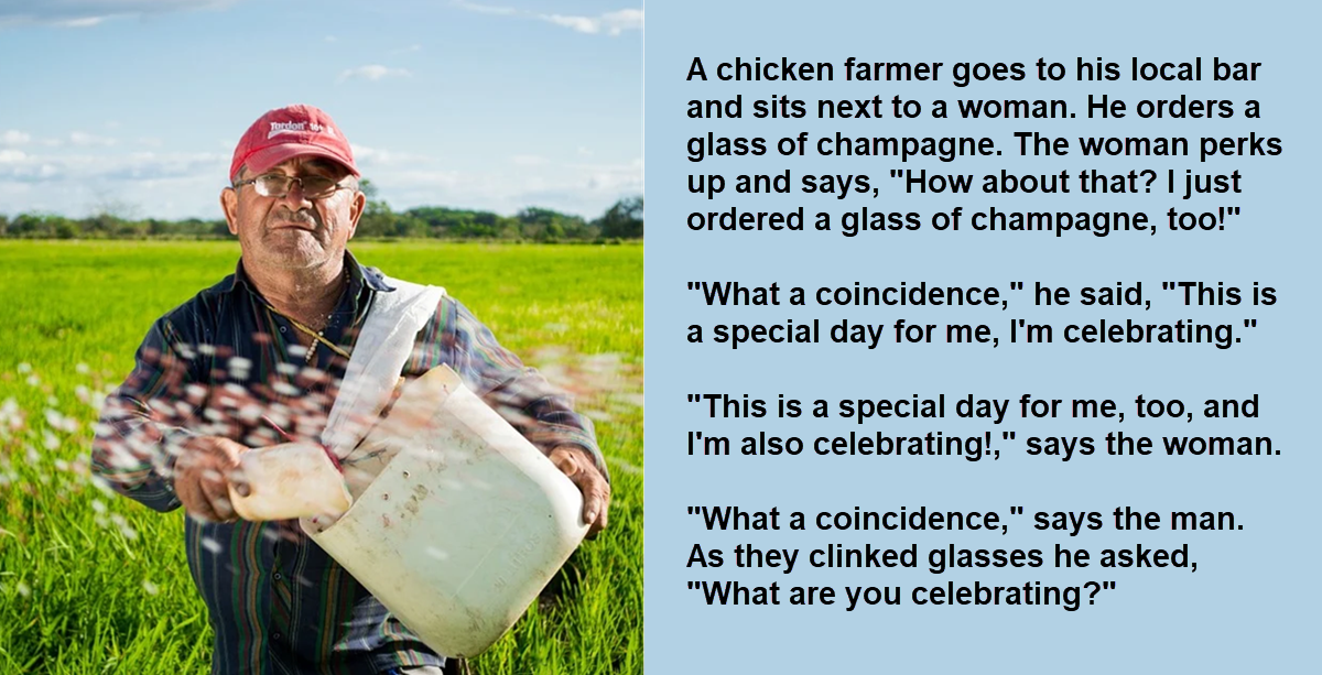 A Chicken Farmer Celebrates with a Woman He Just Met, Finds an Interesting Coincidence