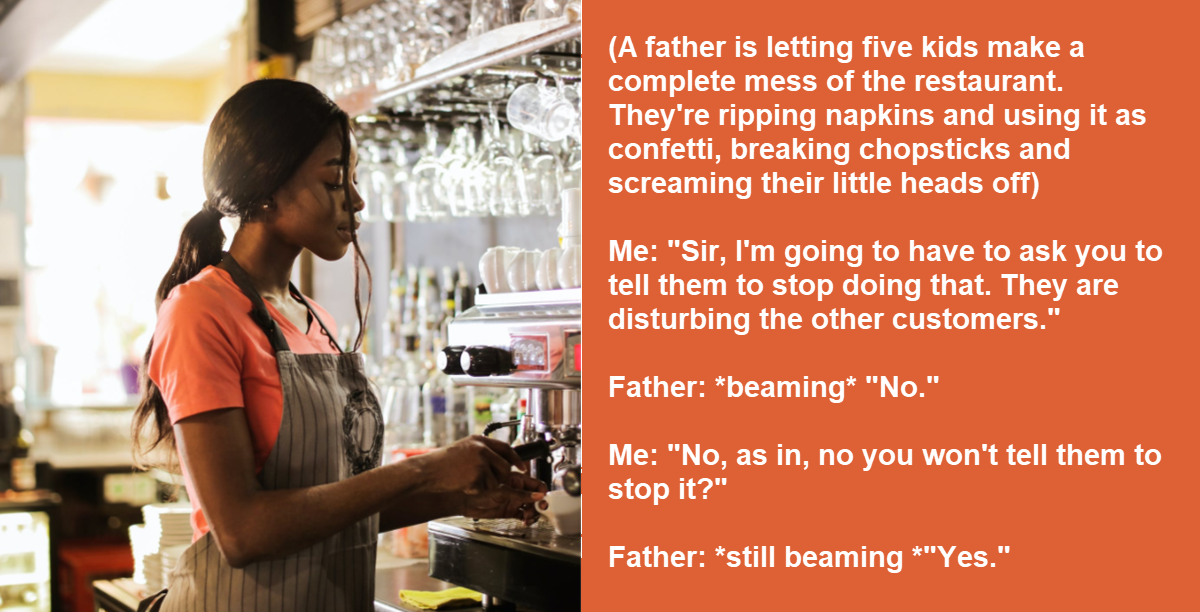 A Father Is Letting His Kids Terrorize a Waitress, Another Customer Steps In