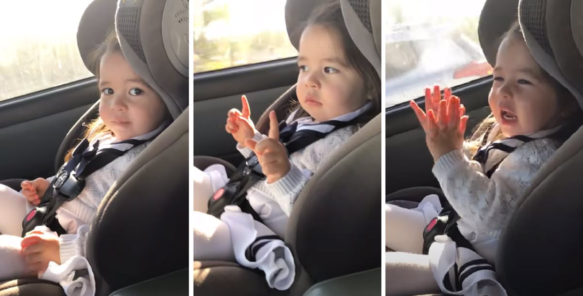Jamming Little Girl in Car Seat Waits for ‘Uptown Funk’s’ Beat to Drop, Boogies Down