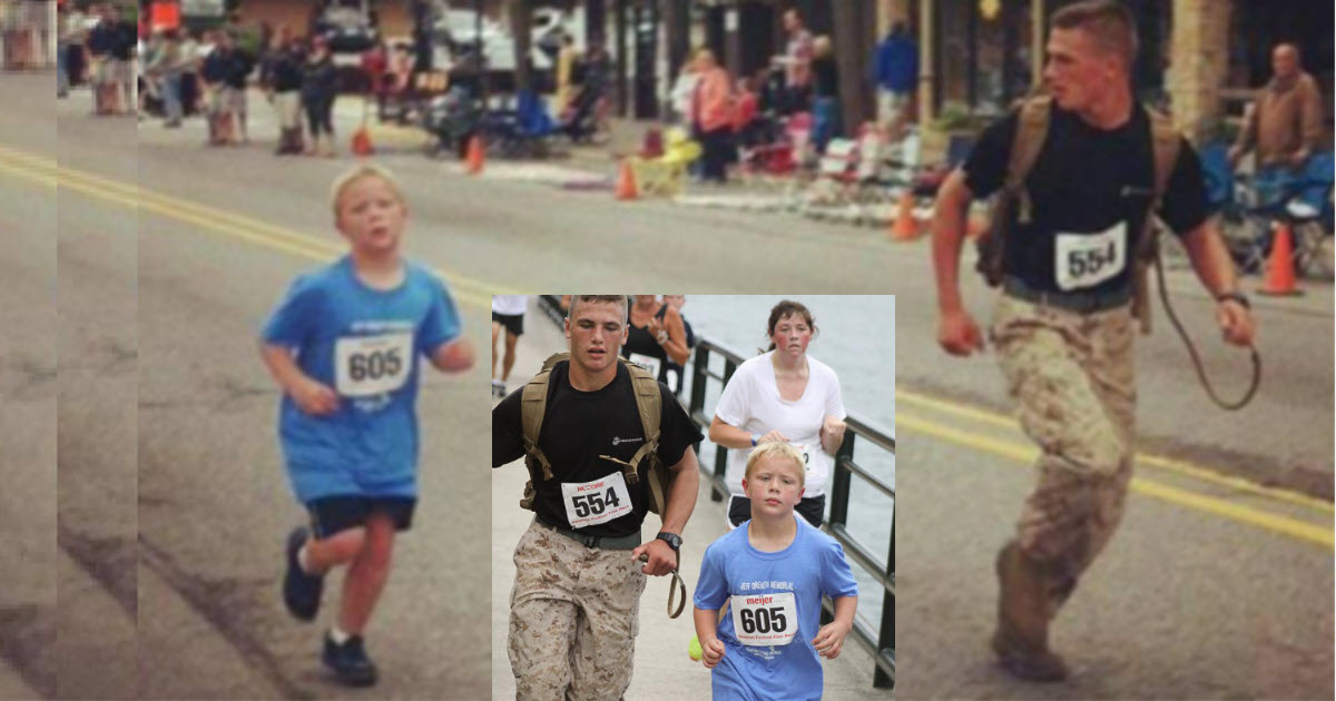 After Friends Leave Him Behind During Marathon, 9-Year-Old Asks Soldier ‘Will You Run With Me?’